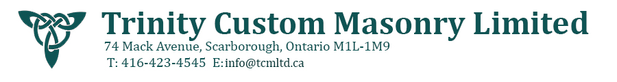 <h1> Trinity Custom Masonry, Toronto. Specializing in custom masonry for residential, commercial and restoration projects. Contact us now info@trinitycustommasonry.com<h1>
